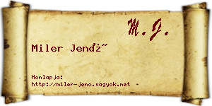 Miler Jenő névjegykártya